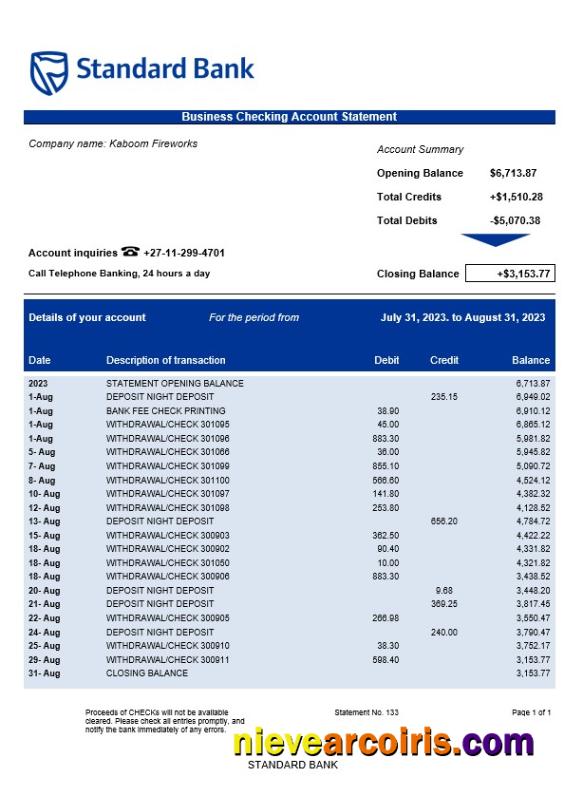 Standard Bank organization statement